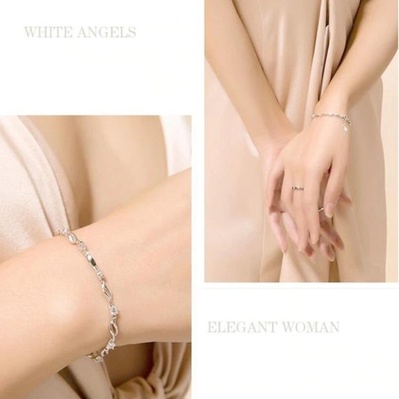 NEW 925 Sterling Silver Diamond Wave Bracelet - Picture 2 of 7